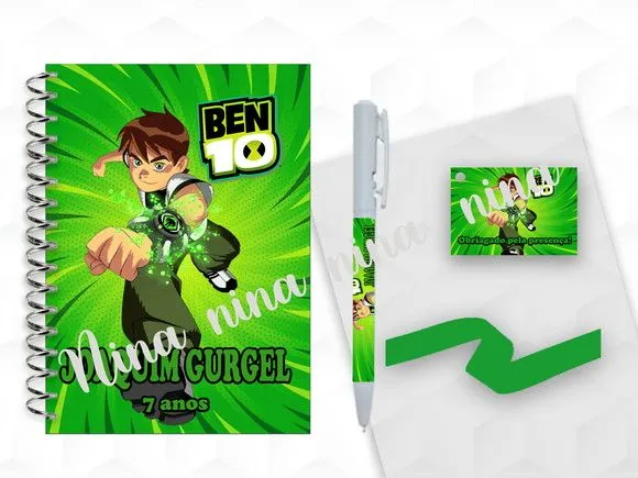 Bloquinho Grande com Caneta Ben 10 Personalizada - artesanato feito à mão por creativitybynina