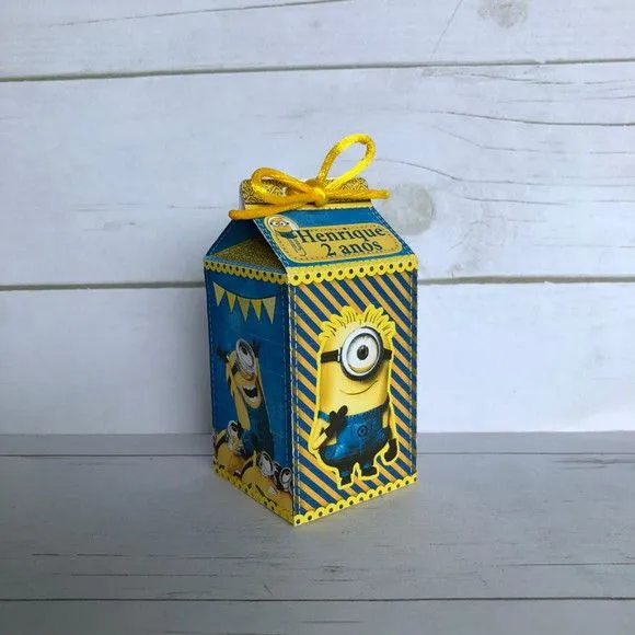 Mini Caixa Milk Minnions - artesanato de Fina Essência Papelaria Personalizada
