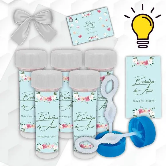 Bolinha de Sabão Casamento Personalizada - artesanato feito à mão por Mi Papelaria Criativa
