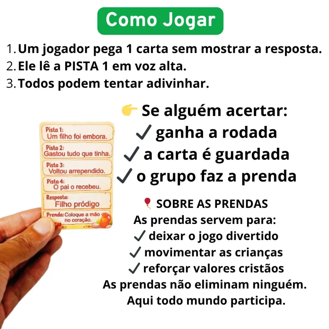 Jogo Bíblico Infantil Quem Sou Eu 36 Cartas Adivinhe o Personagem JD Arte - foto 4