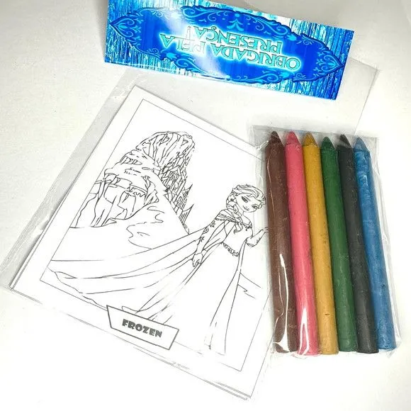 Kit Giz de Cera Frozen Personalizado - feito à mão por Mi Papelaria Criativa
