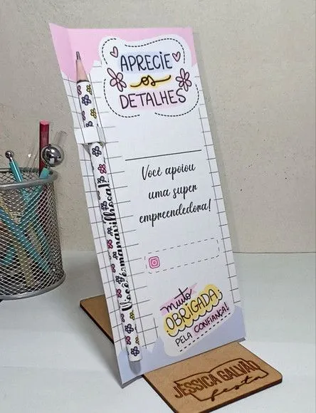 Lembrancinha Empreendedora Cartão com Lápis Personalizado - foto 2