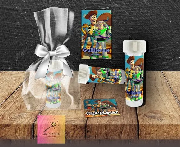 Bolha de Sabão Toy Story Personalizada - feito à mão por Artmanha Lembrancinhas