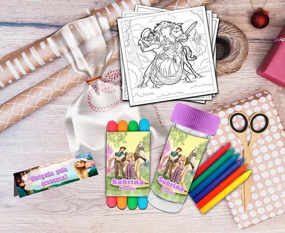Kit Massinha + Giz + Bolha Enrolados Personalizado - feito à mão por Artmanha Lembrancinhas