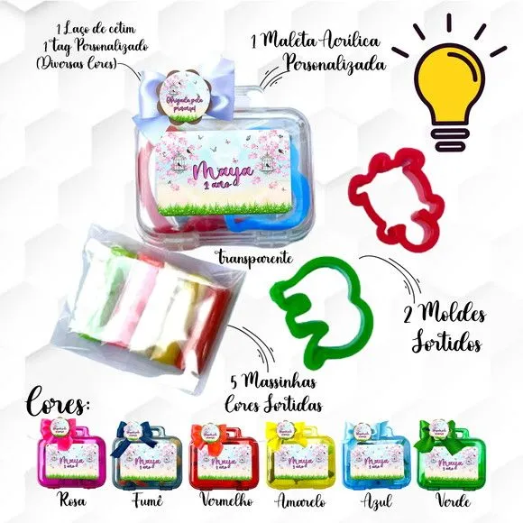 Mini Maleta com Massinhas Jardim Encantado Personalizada - feito à mão por Mi Papelaria Criativa