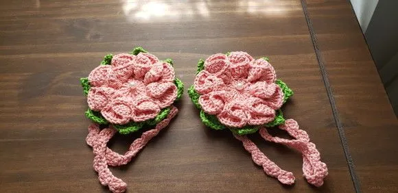 Par de Prendedores de Cortinas Crochê Salmão - foto 5
