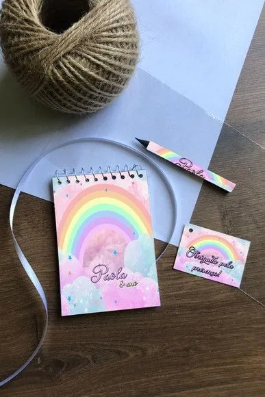 Bloquinho Arco Íris Personalizado - artesanato de Mi Papelaria Criativa