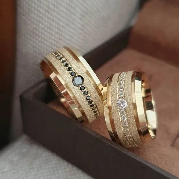 Alianças de Ouro 18k 10mm 10grs Casamento + Anel Solitário - feito à mão por TM JOIAS