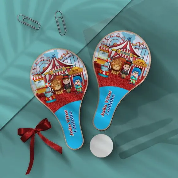 Raquete Ping Pong - Circo Personalizada - feito à mão por Mi Papelaria Criativa