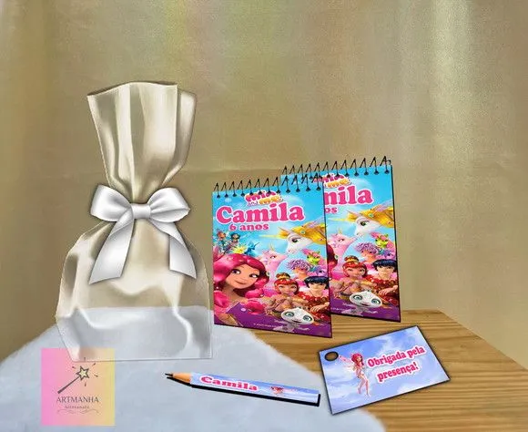 Bloquinho Mundo de Mia Personalizado - feito à mão por Artmanha Lembrancinhas