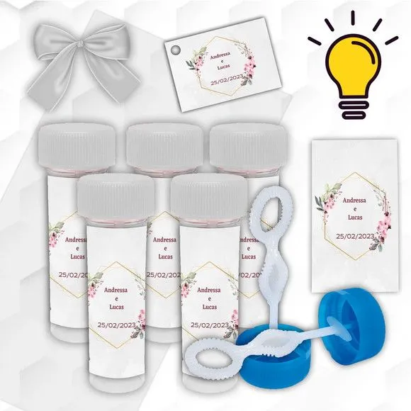 Bolinha de Sabão Casamento Personalizada - artesanato feito à mão por Mi Papelaria Criativa