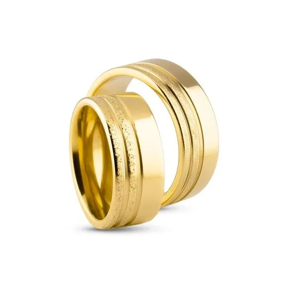 Par Alianças Noivado México 8mm Banhada + Anel Solitário - artesanato feito à mão por TM JOIAS