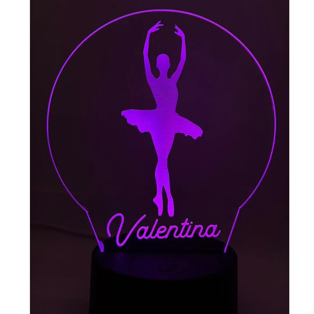 Luminaria Bailarina personalizada para quarto em acrilico de 3mm com base de led RGB - foto 3