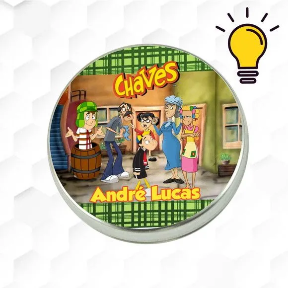Latinha Metalizada Chaves Personalizada - feito à mão por Mi Papelaria Criativa