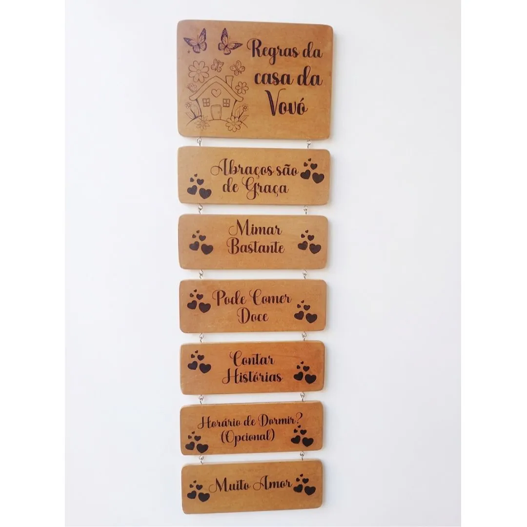 Placa Decorativa Regras da Casa da Vovó em Madeira - foto 4