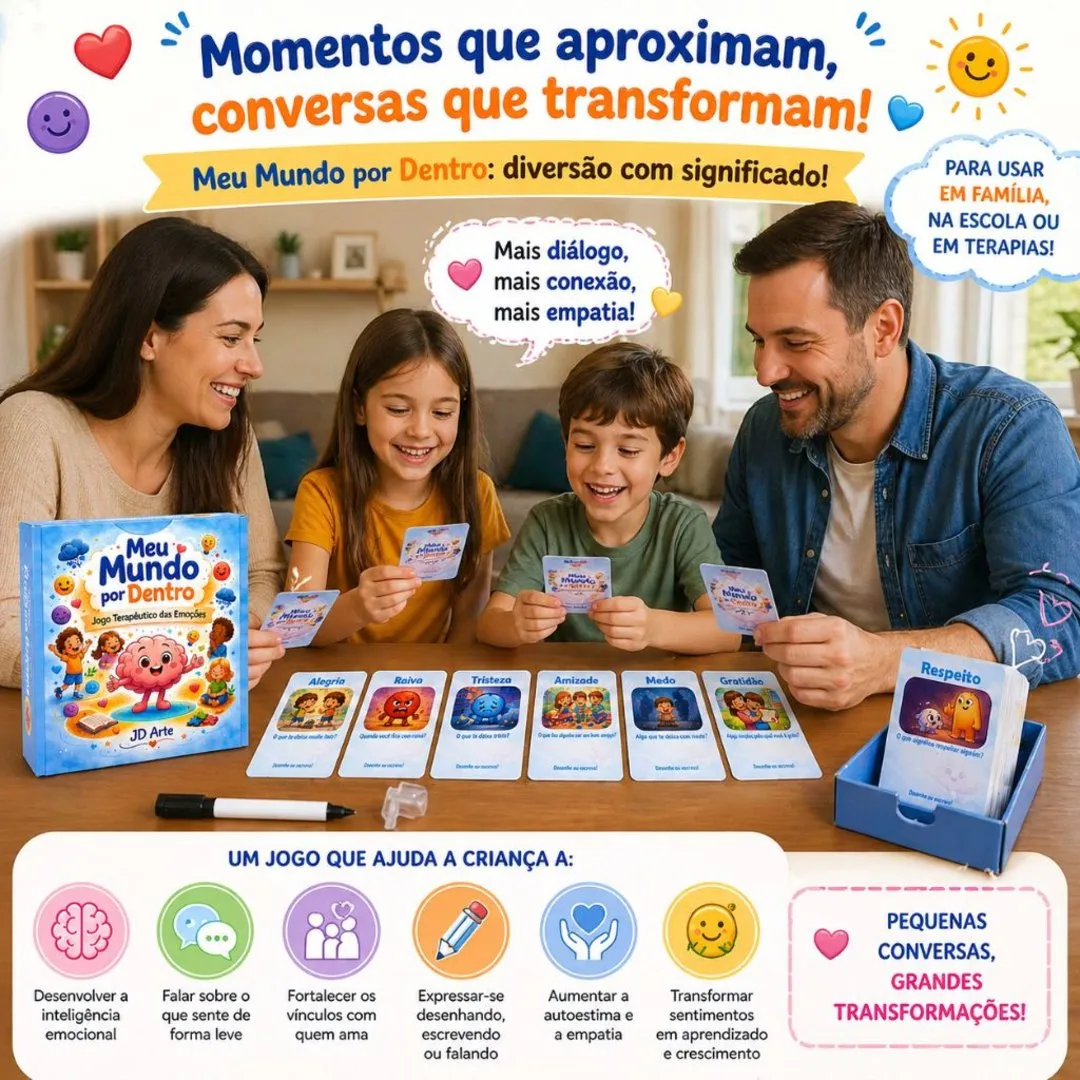 Jogo Infantil Inteligência Emocional Cartas Plastificadas Educativas 45 Unidades JD Arte - foto 4