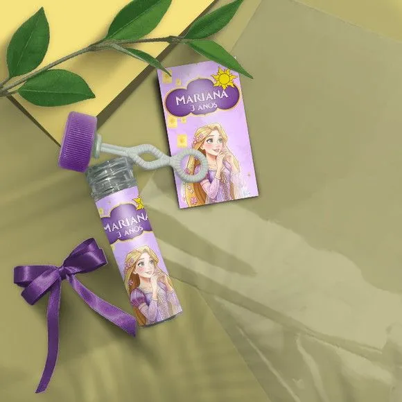 Bolha de Sabão - Rapunzel Personalizado - artesanato feito à mão por Mi Papelaria Criativa