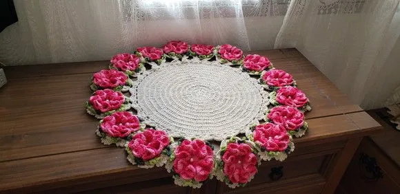 Centro de Mesa em Crochê Flores Mescla Pink - foto 5