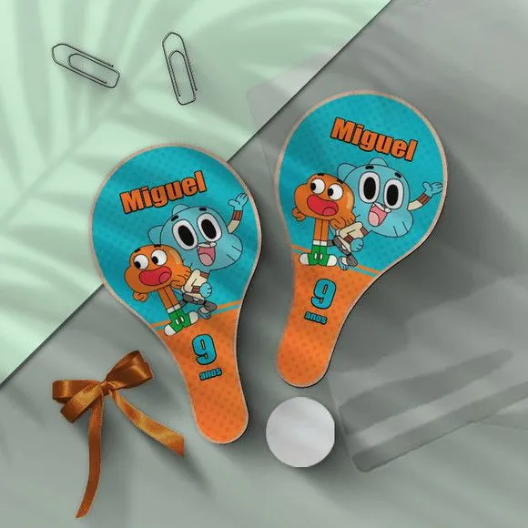 Raquete Ping Pong - Mundo de Gumball - feito à mão por Mi Papelaria Criativa