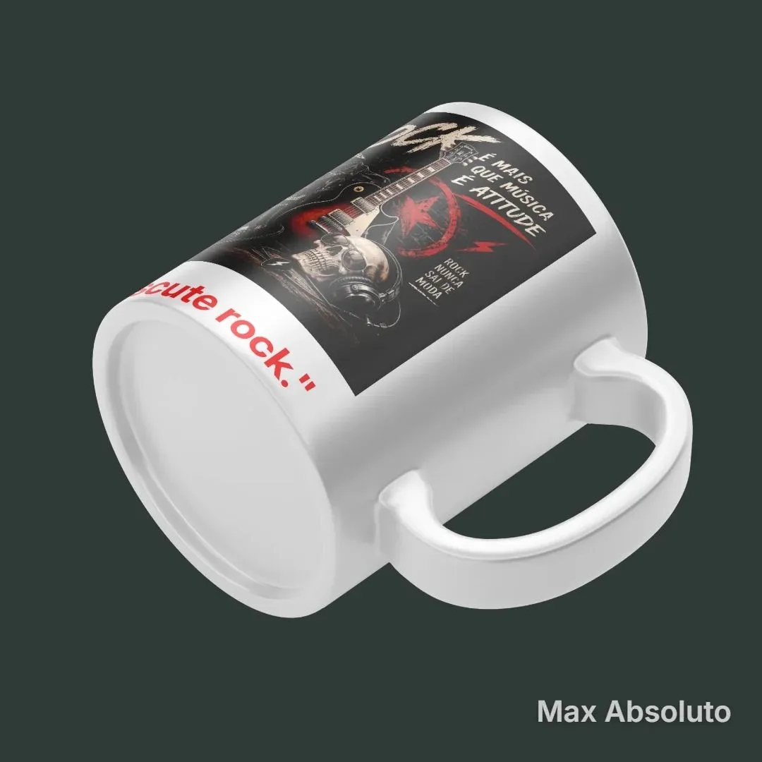 Caneca Porcelana Estampa Rock Guitarra Caveira 325ml - foto 2