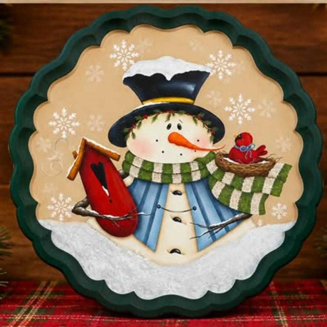 Placa Decorativa de Natal Redonda - Boneco de Neve - foto 2