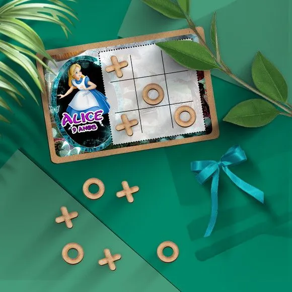 Jogo da Velha - Alice no País das Maravilhas Personalizado - artesanato feito à mão por Mi Papelaria Criativa