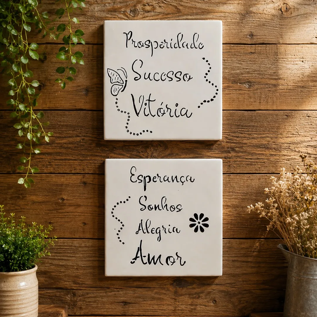 Azulejos decorativos para pendurar (2 unidades) - artesanato feito à mão por Podentrar