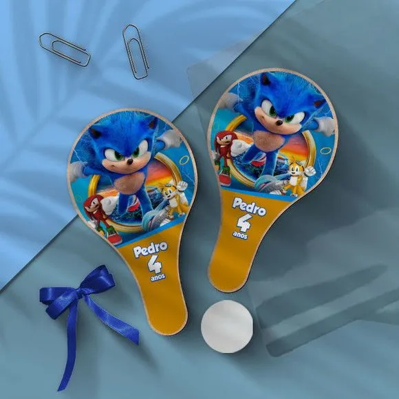 Raquete Ping Pong - Sonic Personalizada - feito à mão por Mi Papelaria Criativa