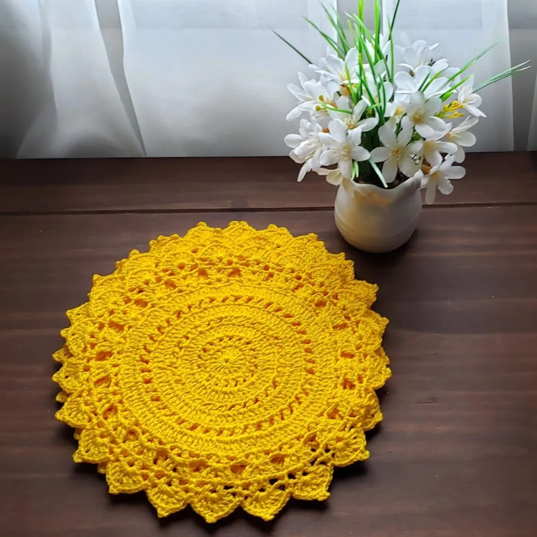 Jogo de 06 Toalhinhas em Crochê - Sunflower Amarelo (25 Cm) - foto 3