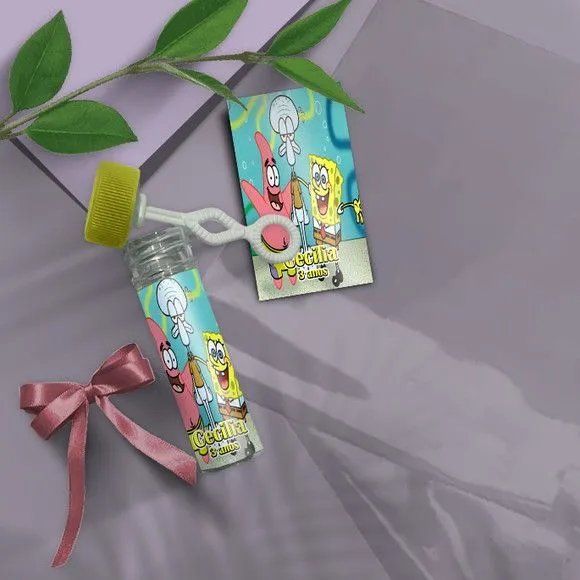 Bolha de Sabão - Bob Esponja Personalizado - artesanato feito à mão por Mi Papelaria Criativa