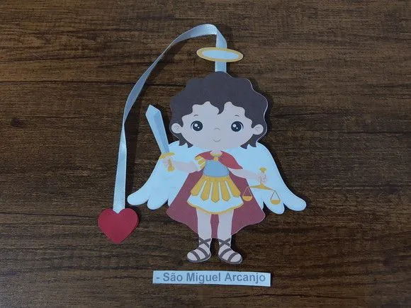 Marcador de Página 13 cm - São Miguel Arcanjo - artesanato de Emejhu Personalizados