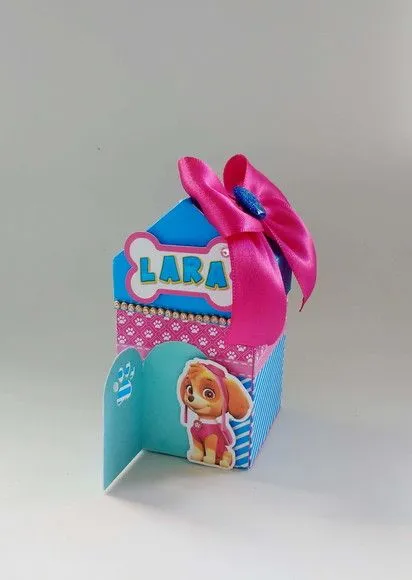 Caixa Casinha Patrulha Canina Rosa Sky - artesanato de Fina Essência Papelaria Personalizada