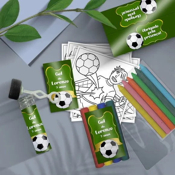 Kit Massinha + Giz + Bolha - Futebol Personalizado - feito à mão por Mi Papelaria Criativa