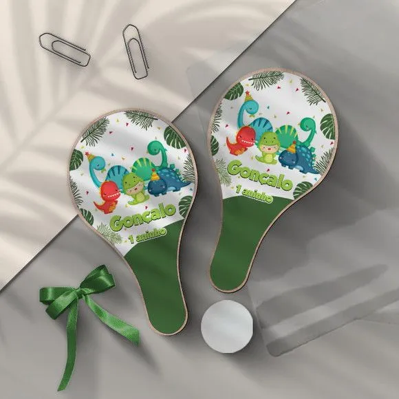 Raquete Ping Pong - Dinossauro Baby Personalizada - feito à mão por Mi Papelaria Criativa