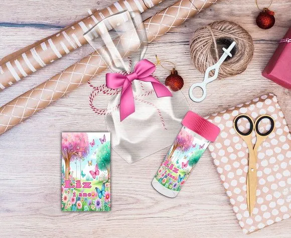 Bolha de Sabão Jardim Encantado Personalizada - feito à mão por Artmanha Lembrancinhas