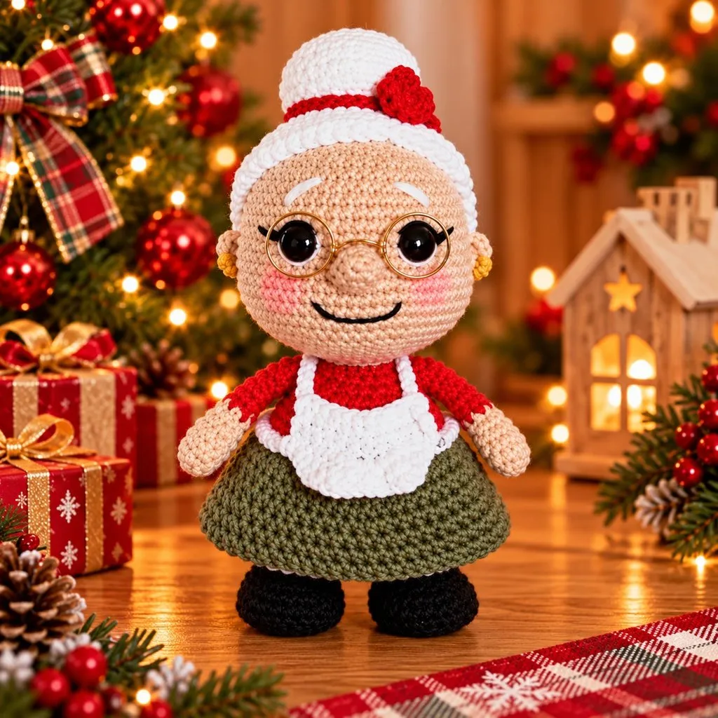 🎅 Papai Noel e Mamãe Noel Amigurumi em Crochê com Árvore de Natal Artesanal 🎄 | Decoração Natalina Feita à Mão - foto 3