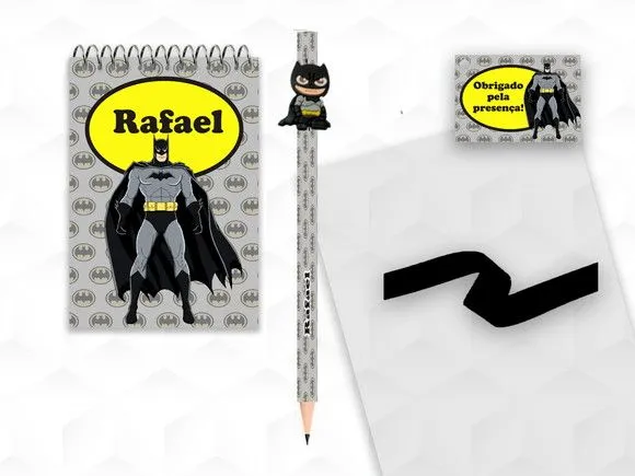 Bloquinho com Aplique Batman Personalizado - artesanato feito à mão por creativitybynina