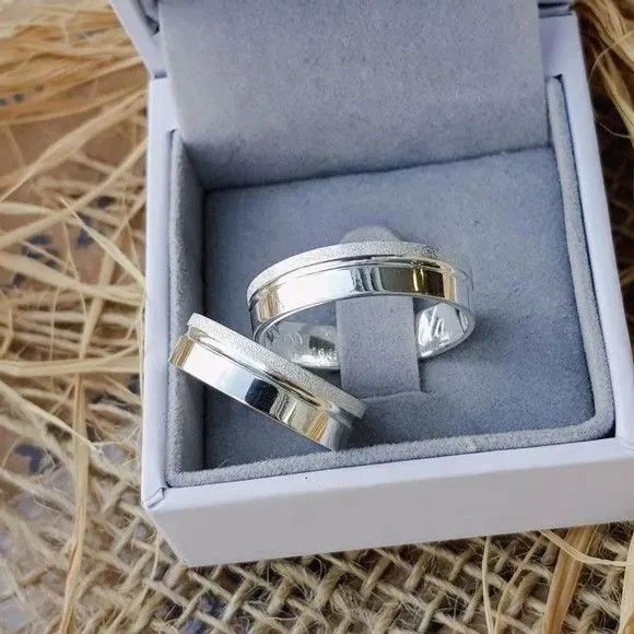 Par Alianças Prata 950 Namoro 6mm + Anel Compromisso - artesanato feito à mão por TM JOIAS