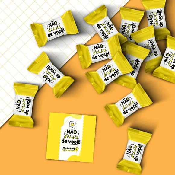 Bala - Setembro Amarelo Personalizado - artesanato feito à mão por Mi Papelaria Criativa