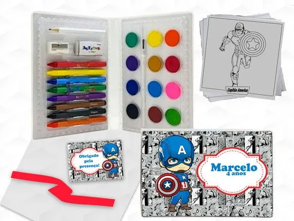 Estojo de Pintura Capitão America Personalizado - artesanato feito à mão por creativitybynina