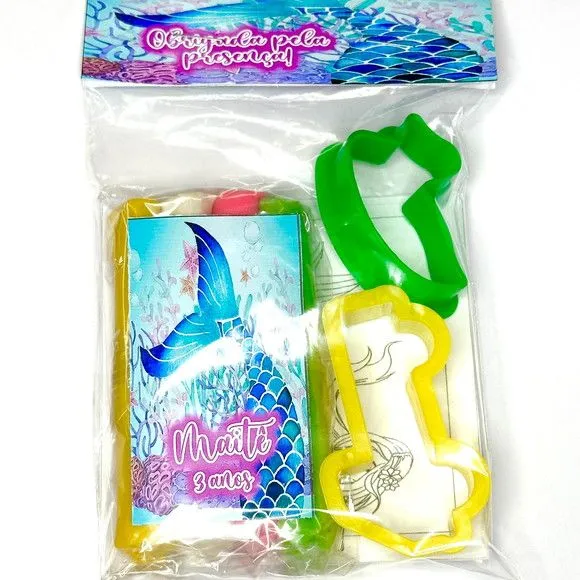 Massinha Modelar Calda de Sereia Personalizada - feito à mão por Mi Papelaria Criativa
