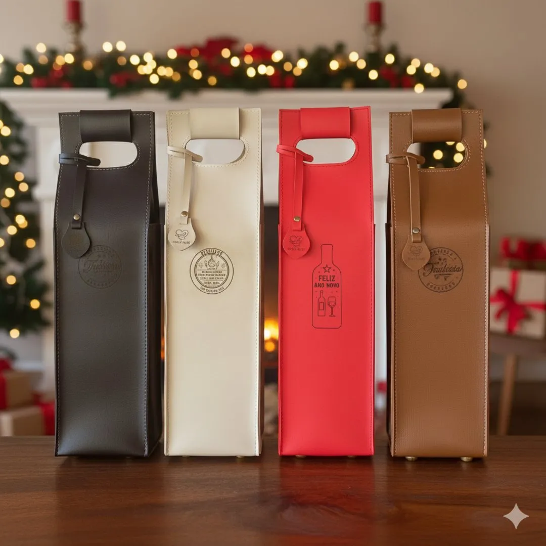 Porta Vinho Artesanal Personalizado a laser • Couro Sintético Premium – Ateliê Báquico - foto 2