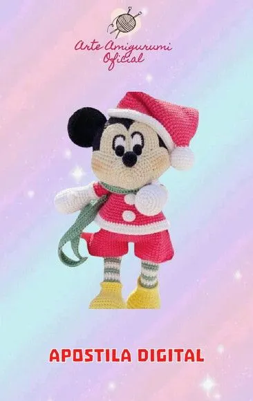 Receita Mickey Natal Amigurumi - artesanato feito à mão por Arte Amigurumi Oficial