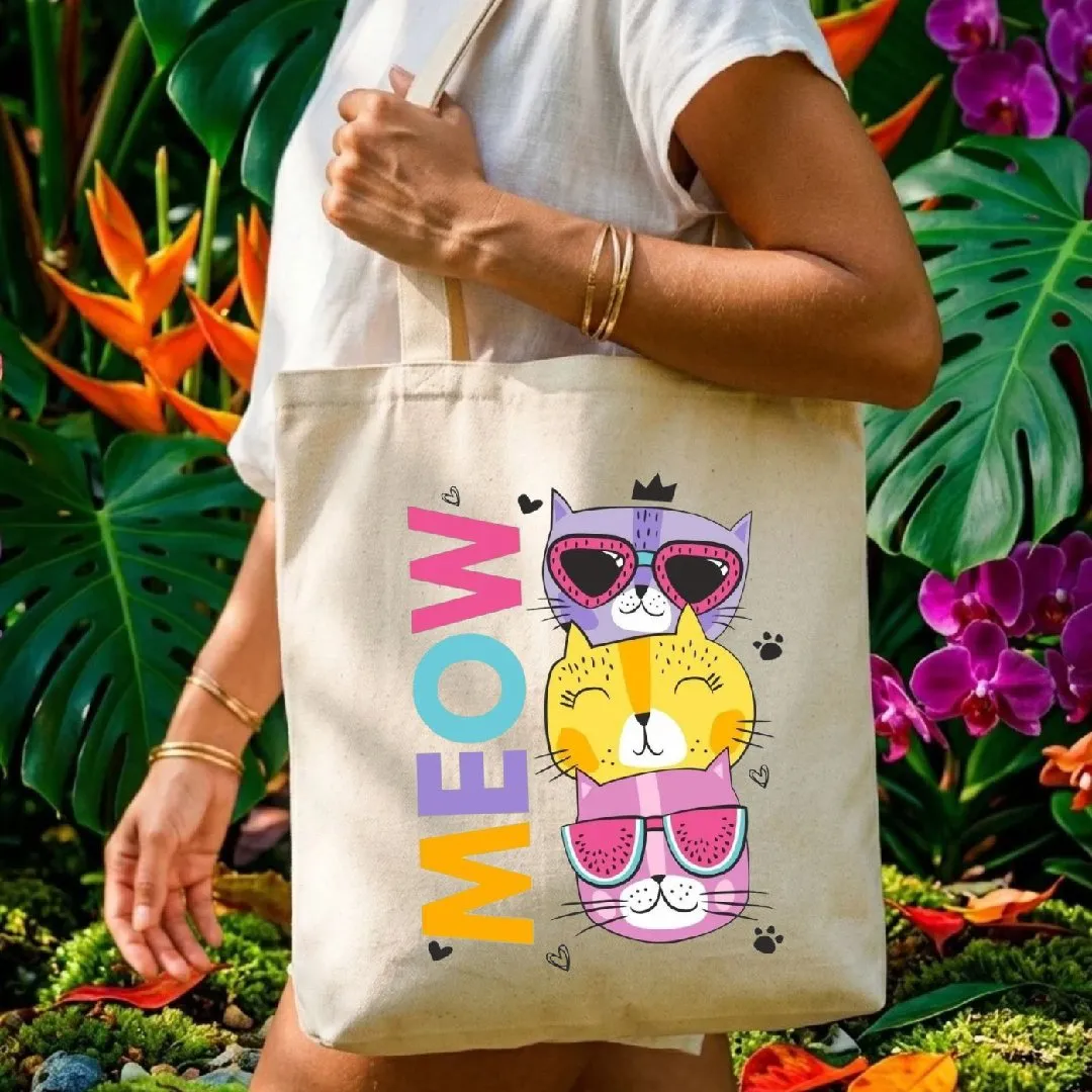 Kit Ecobag Necessaire E Chaveiro Presente Feminino Criativo Cat Meow - foto 4