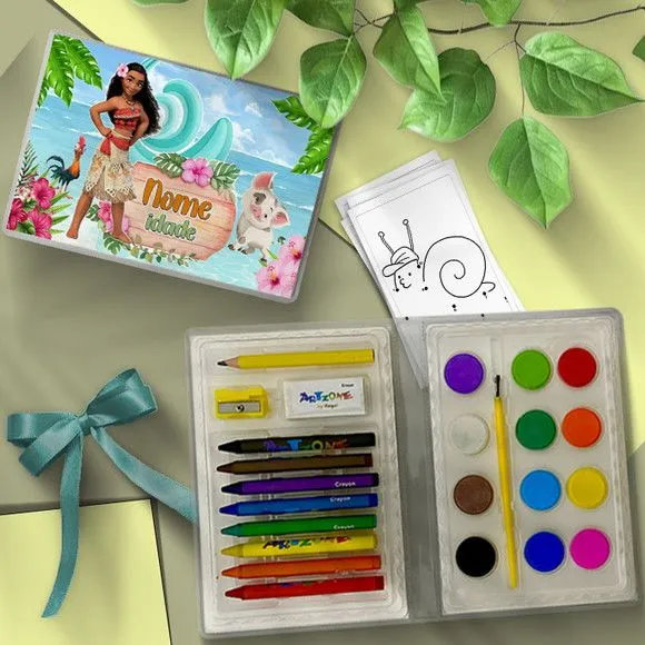 Estojo de Pintura - Moana Personalizado - artesanato feito à mão por Mi Papelaria Criativa