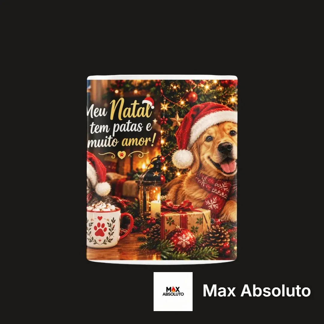Caneca Cão e Gato de Natal com Frase 325ml - foto 2