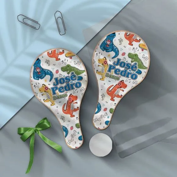 Raquete Ping Pong - Dinossauro Baby Personalizada - feito à mão por Mi Papelaria Criativa