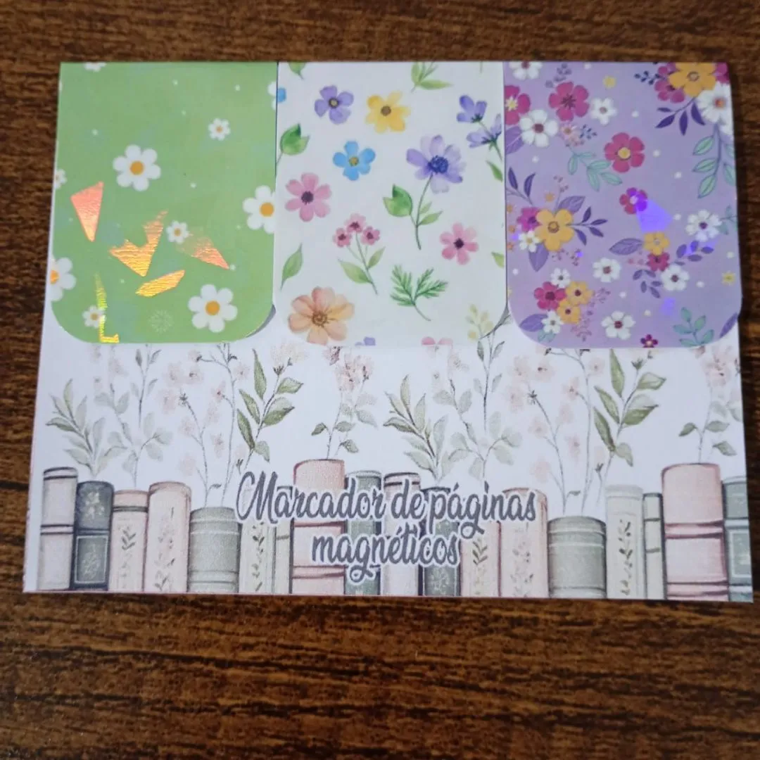 Marcador de Página Magnético Trio 3 - "Florzinhas" - artesanato de Emejhu Personalizados