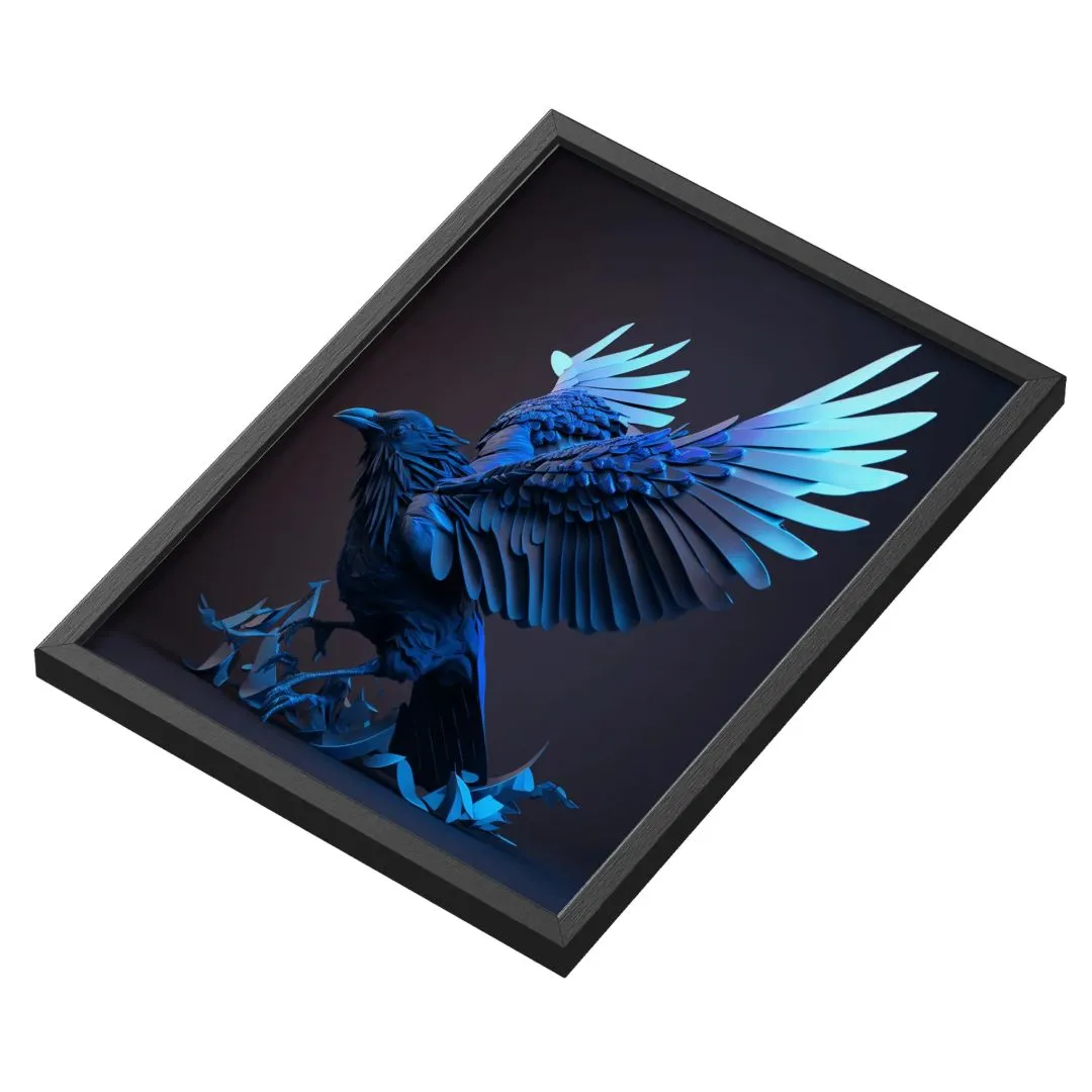 Quadro Ave Azul de Asas Abertas A3 com Vidro - foto 2