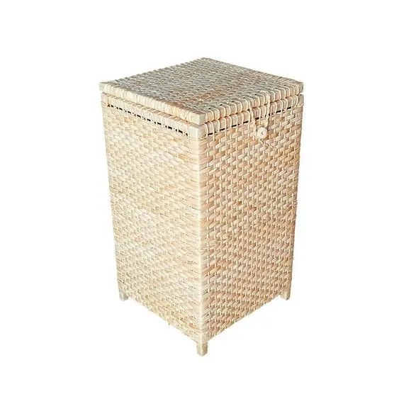 Cesto Para Roupas Palha De Milho 40x40x68 - artesanato de Mundo Urbano